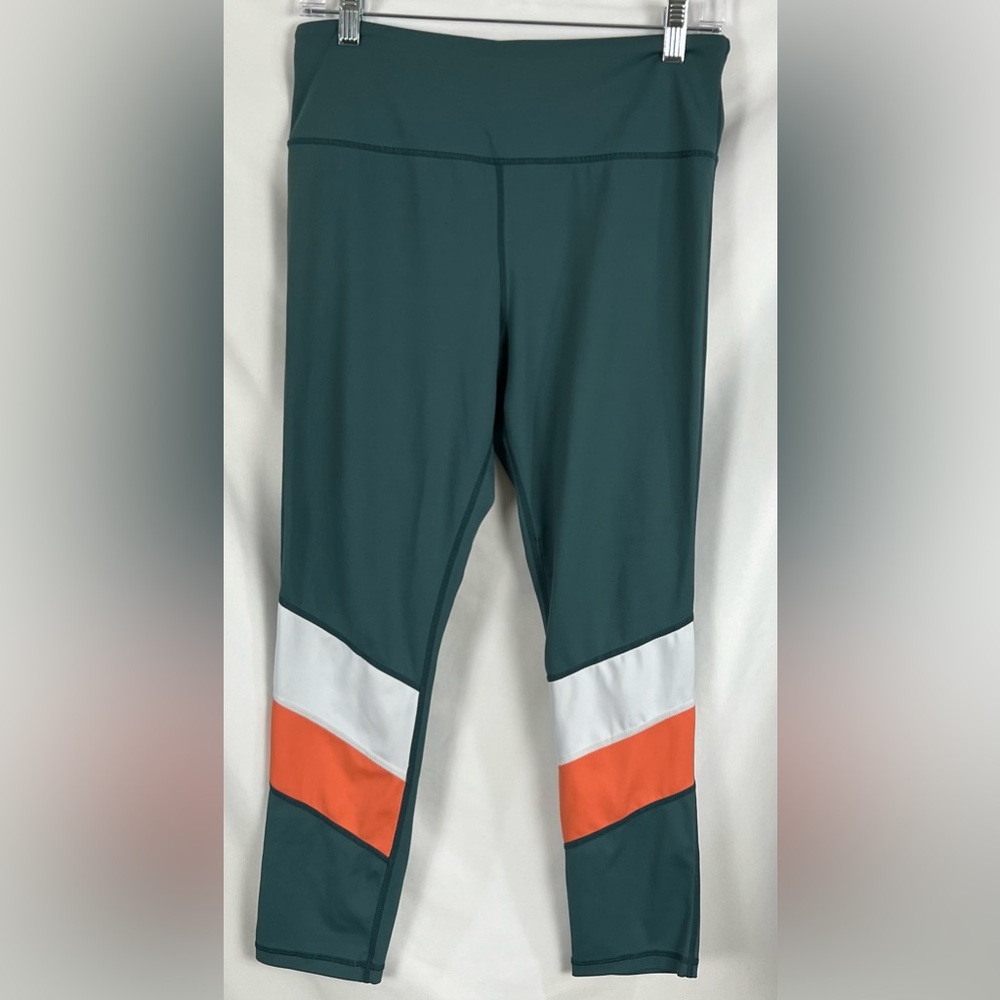 Zyia Active Womens Yoga Pant Leggings Size 12 Green Orange White EUC